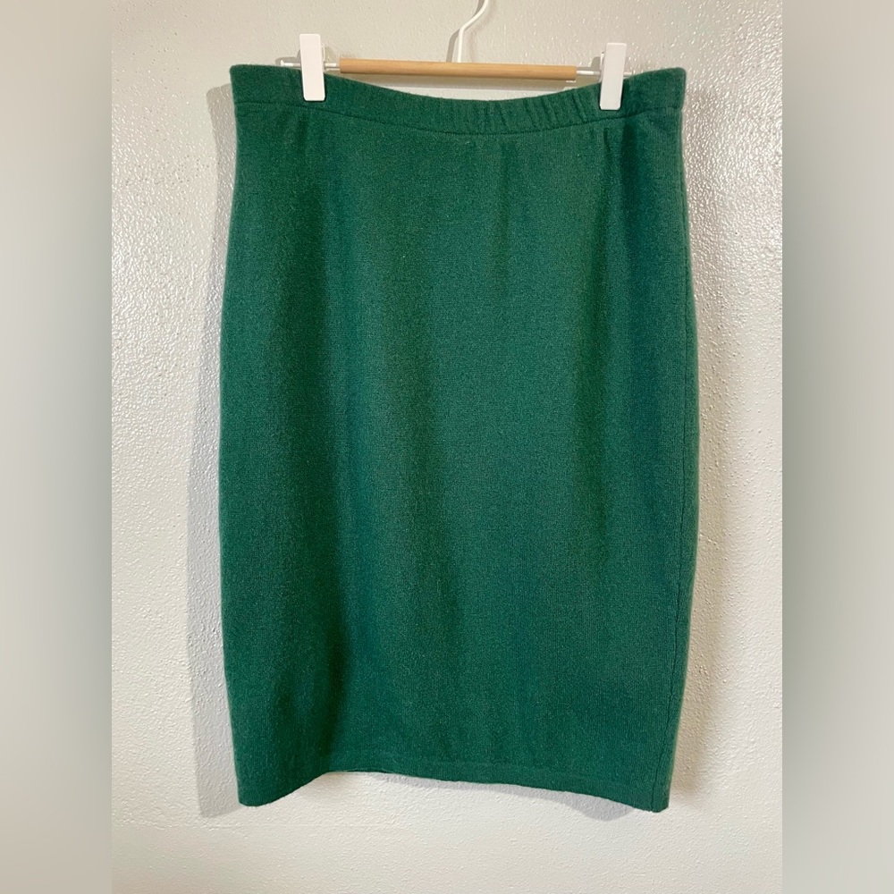 United Colors of Benetton Skirt Medium Vtg Virgin Wool Green Italy Heritage Midi